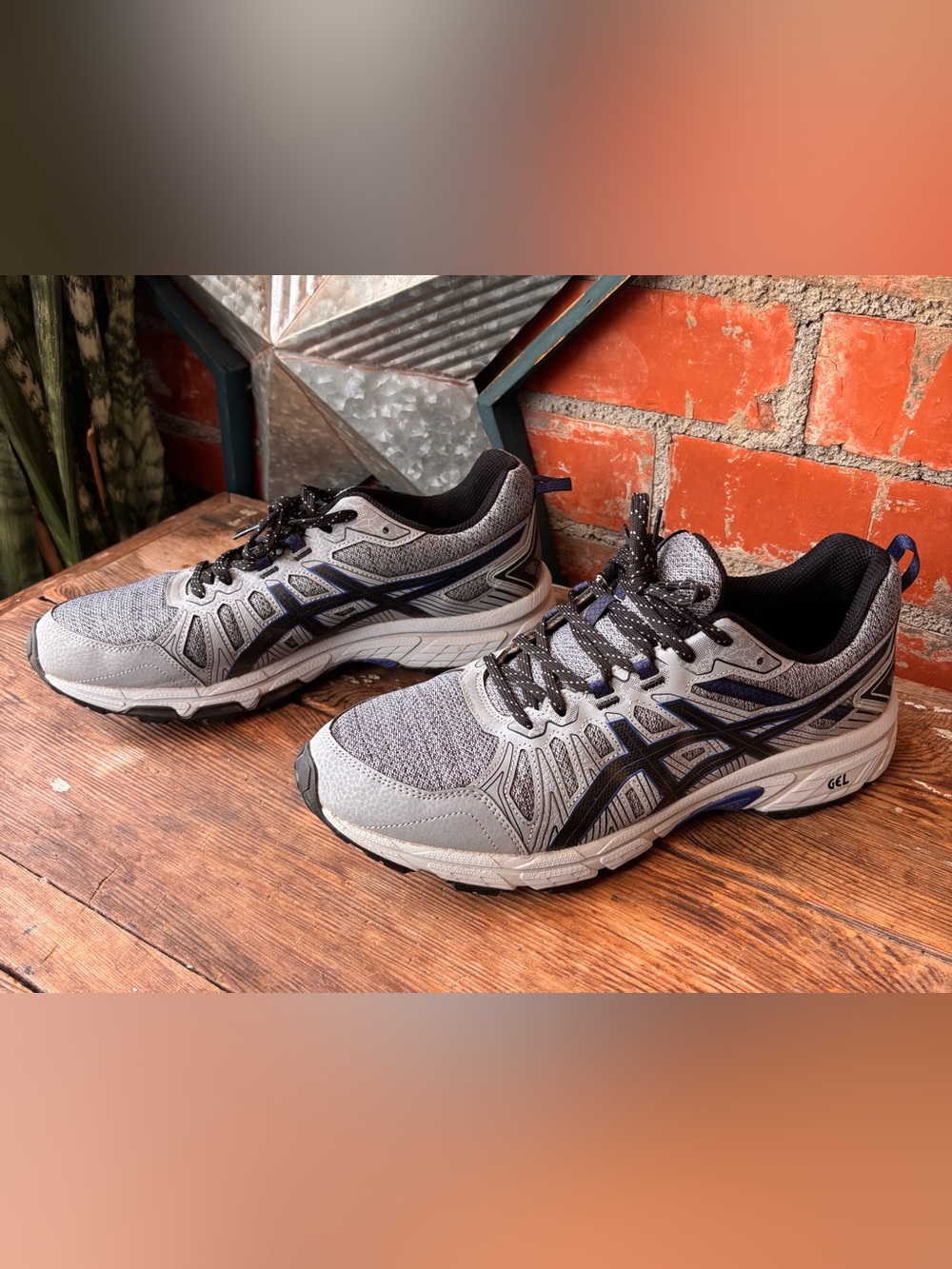 ASICS Gel Venture 7 Men’s 11 Gray Blue Trail Running Sneakers Shoes 1011A736
